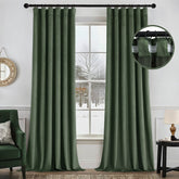 MIULEE Velvet Curtains 108 Inch Length 2 Panels Set for Bedroom, Pinch Pleat Back Tab Luxury Thermal Insulated Living Room Darkening Pleated Blackout Extra Long Window Curtains with Hooks Olive Green - Miulee
